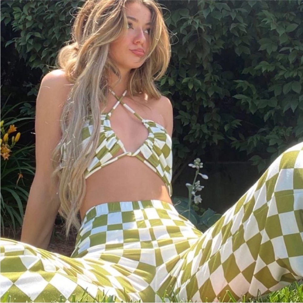 Princess Polly matching set: green checkered